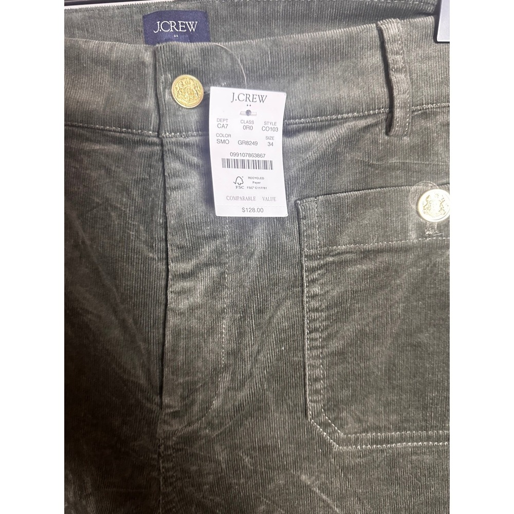 J.Crew Lizzie Wide-Leg Corduroy Patch-Pocket Pant‎ Green Plus Size 34 NEW - Picture 2 of 6